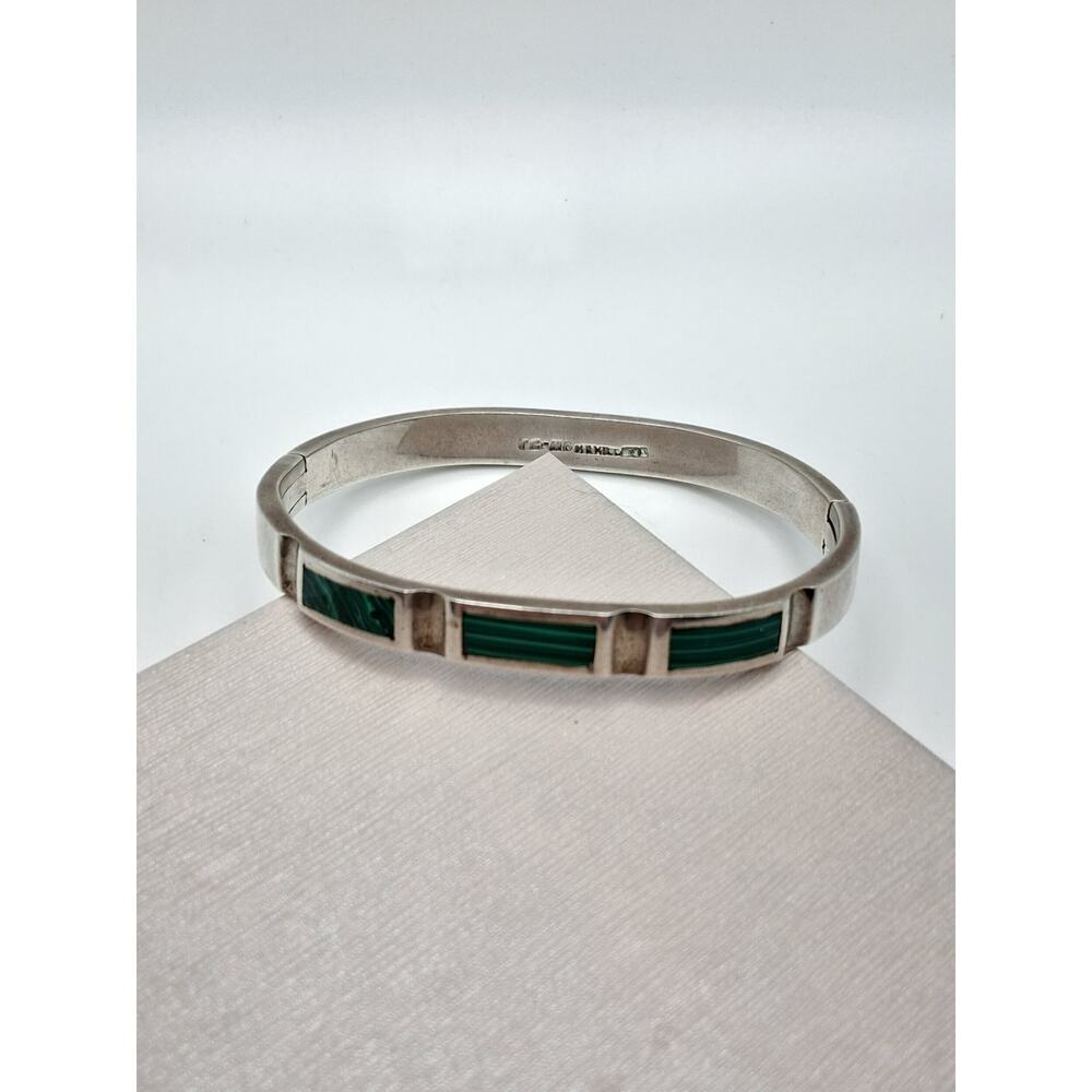 296.  Sterling silver malachite bracelet Size 7 1/2
